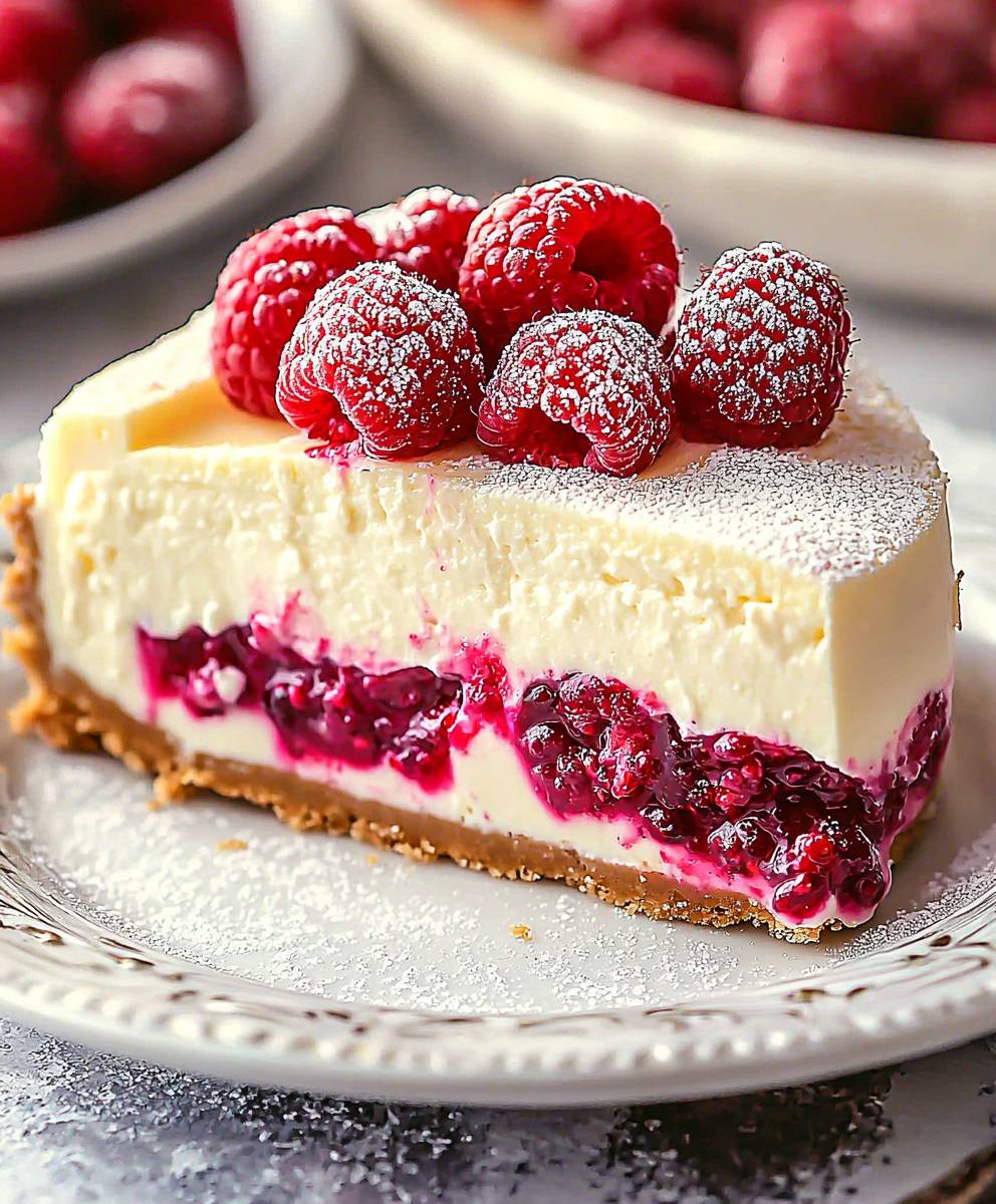 Weisse Schokolade Himbeer Käsekuchen