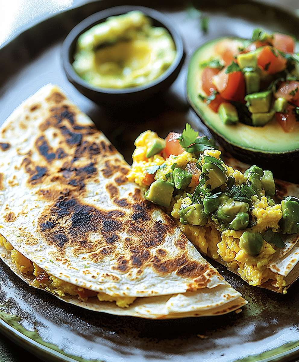 Avocado Salsa Rühreier Quesadilla
