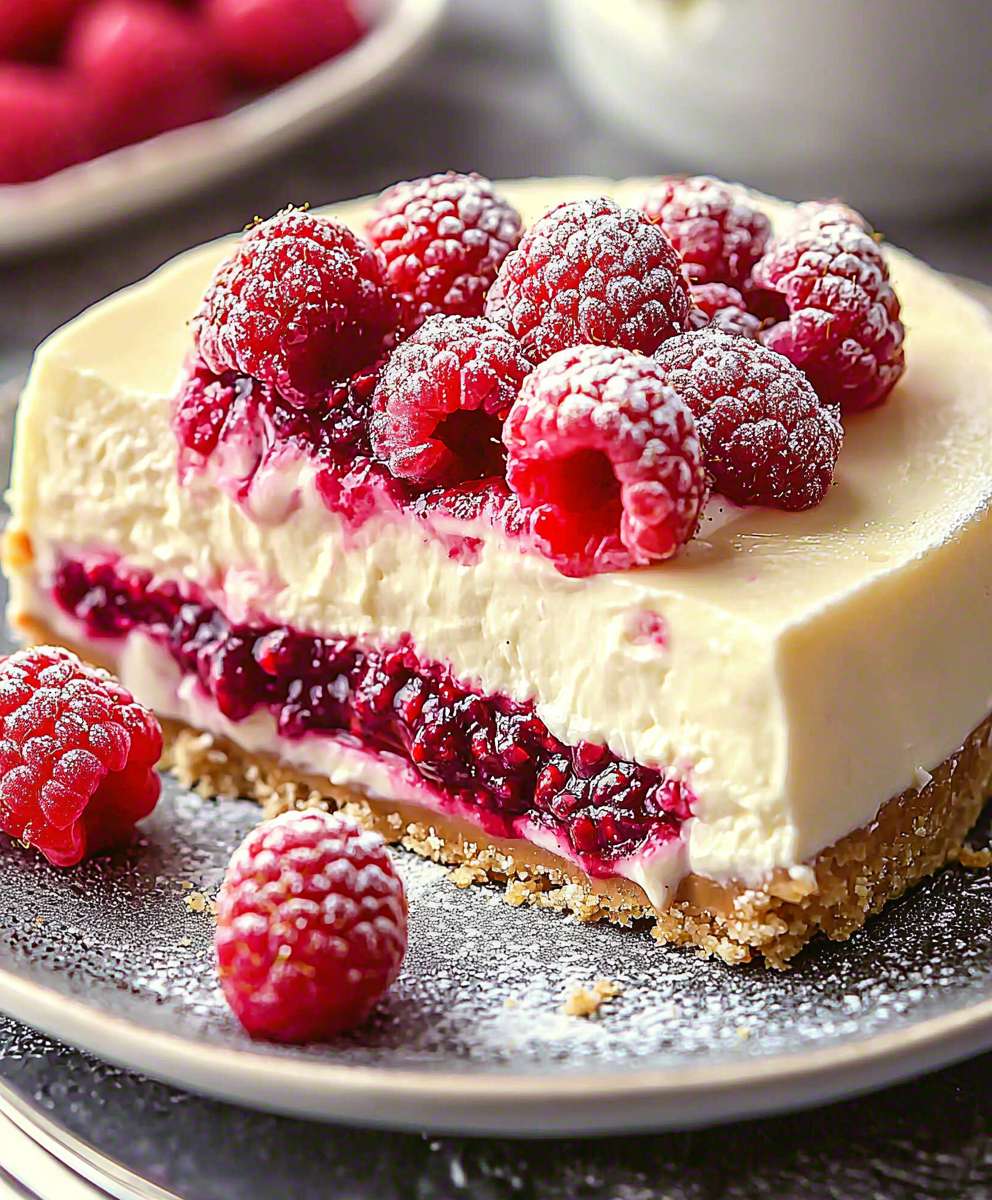 Weisse Schokolade Himbeer Käsekuchen