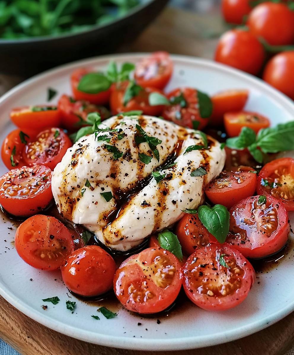 Balsamico Kirschtomaten Burrata Salat