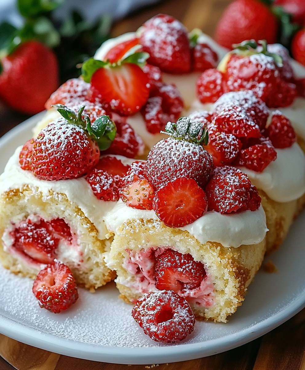Erdbeer Shortcake Käsekuchen Rollen