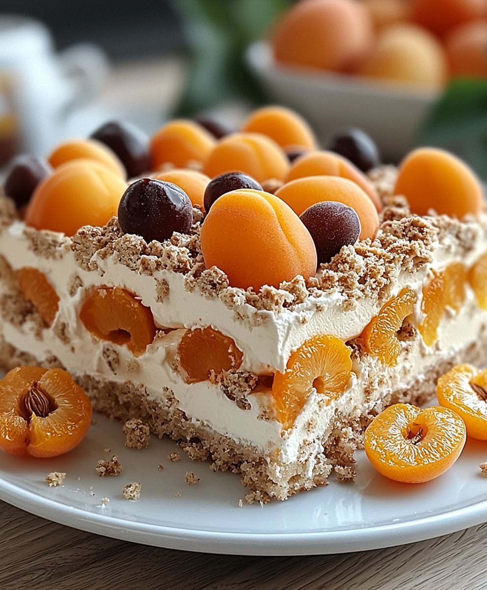 Stracciatella Kuchen Aprikosen