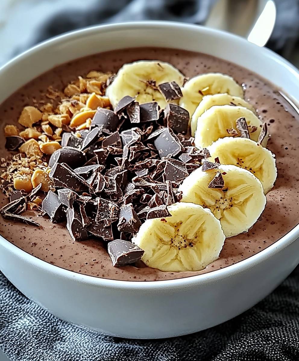Schoko Bananen Erdnussbutter Smoothie Bowl