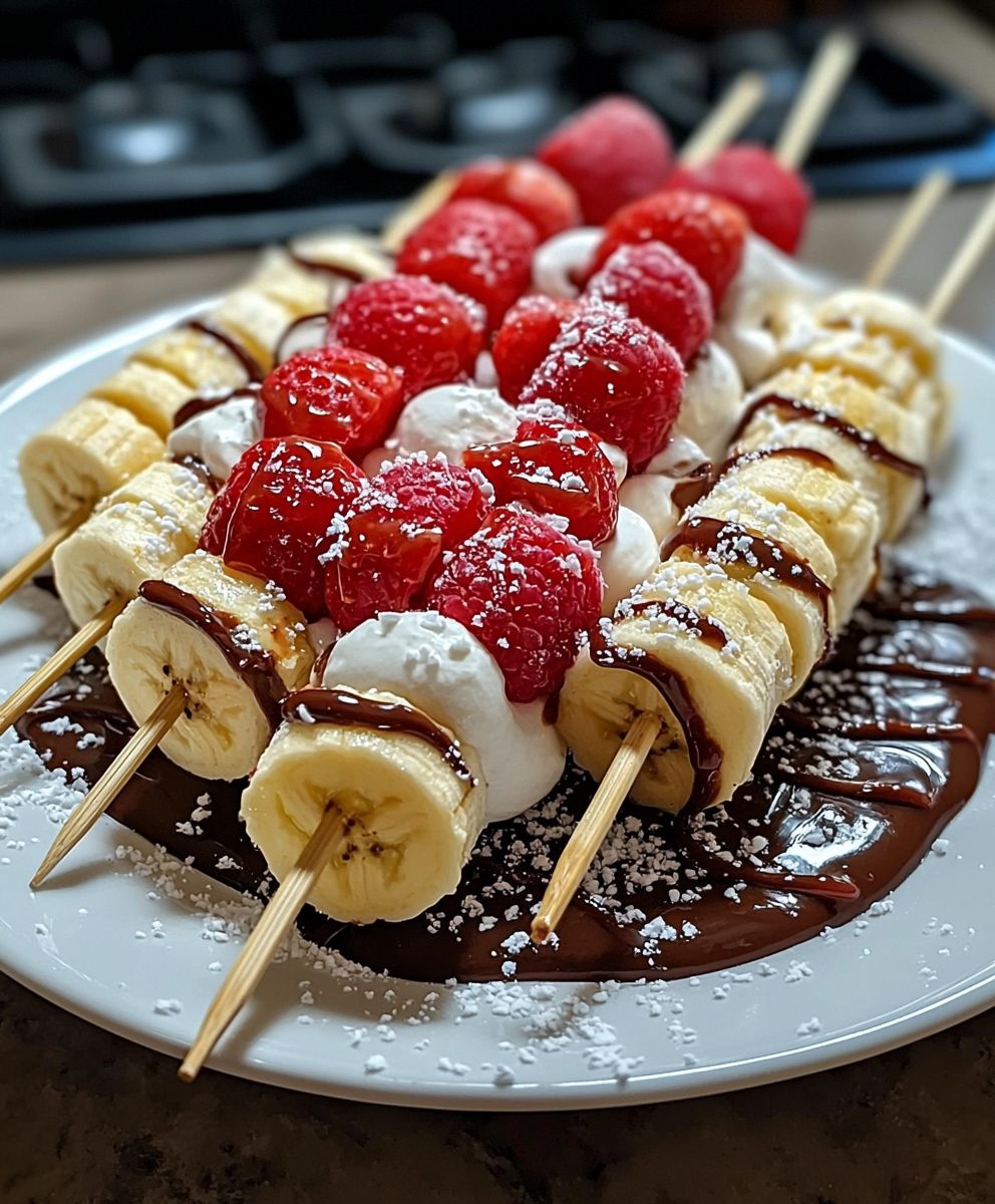 Bananensplit Spieße Dessert