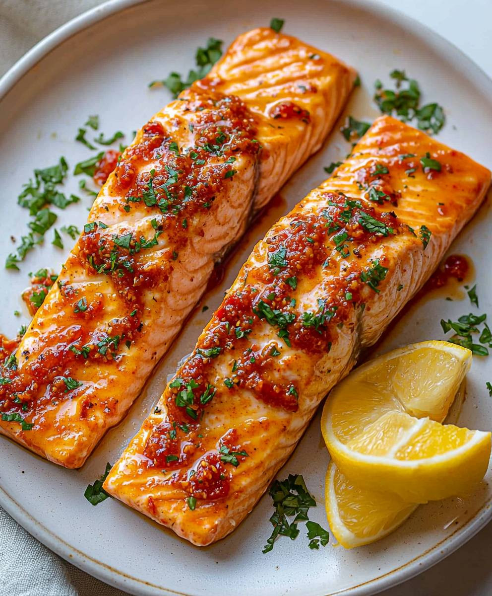 Harissa glasierter Lachs