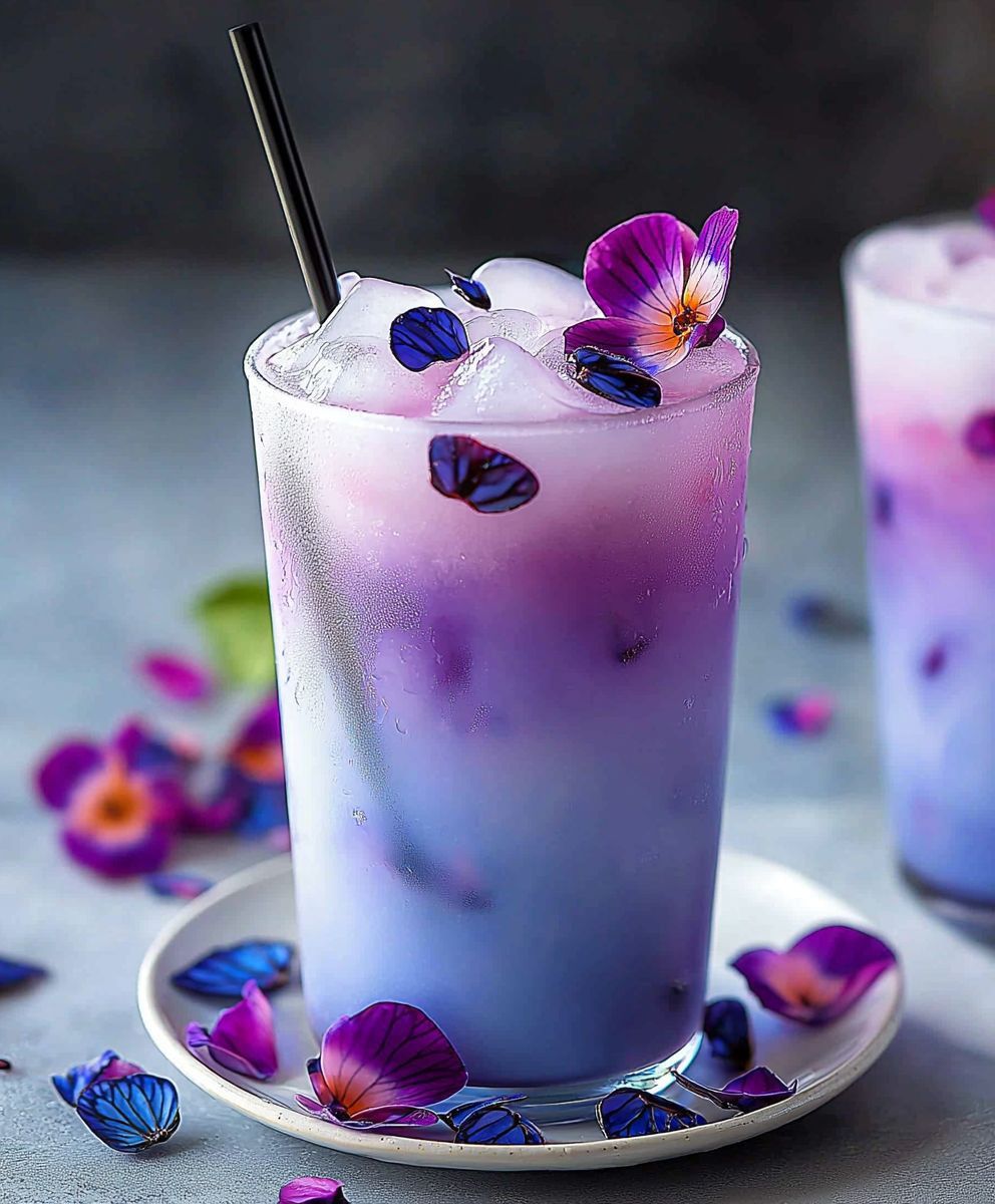 Eisgekühlter Butterfly Pea Latte
