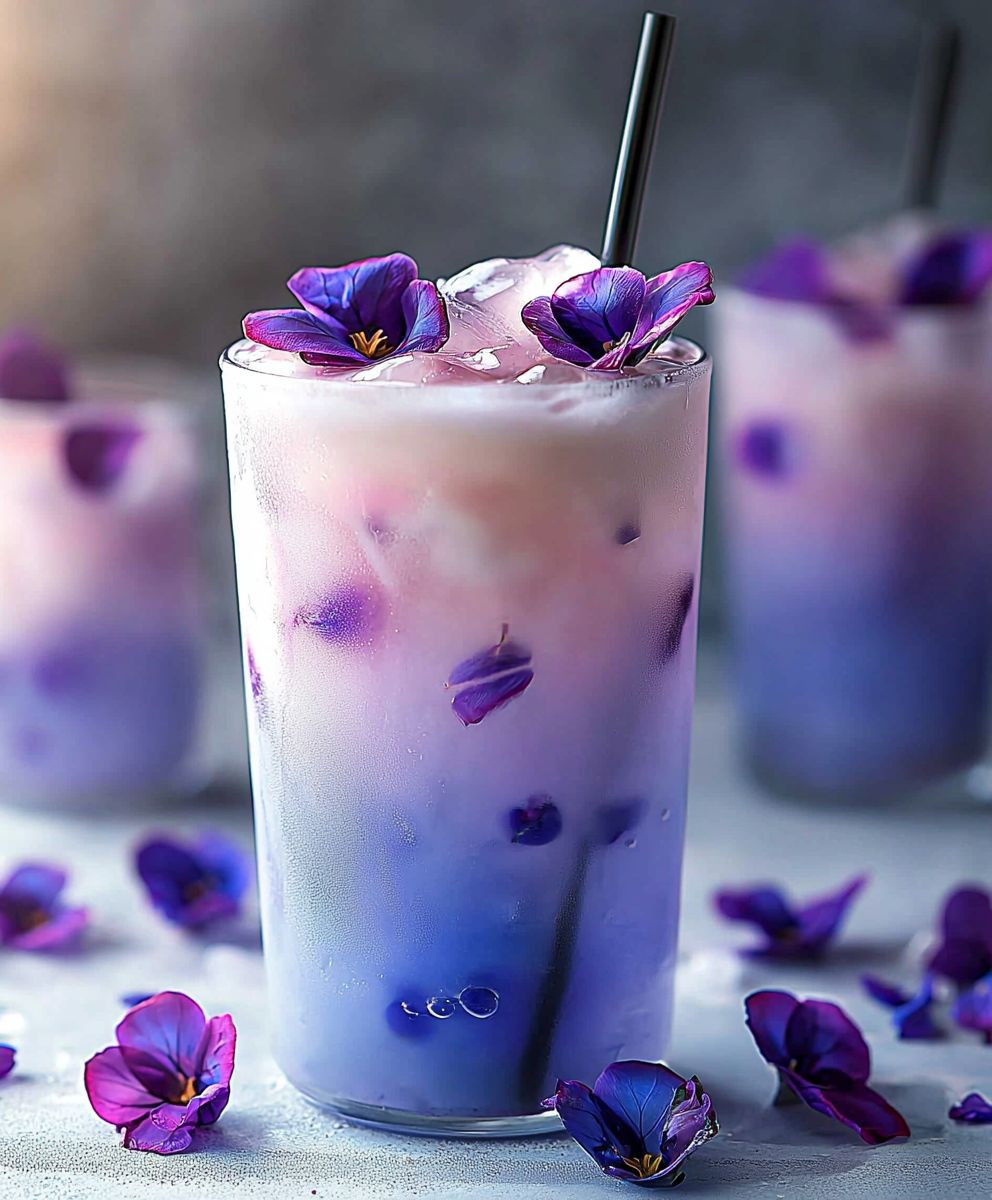 Eisgekühlter Butterfly Pea Latte