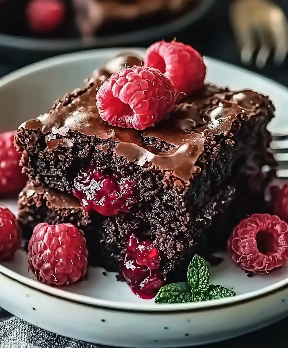 Himbeer Brownies Schokolade Früchte