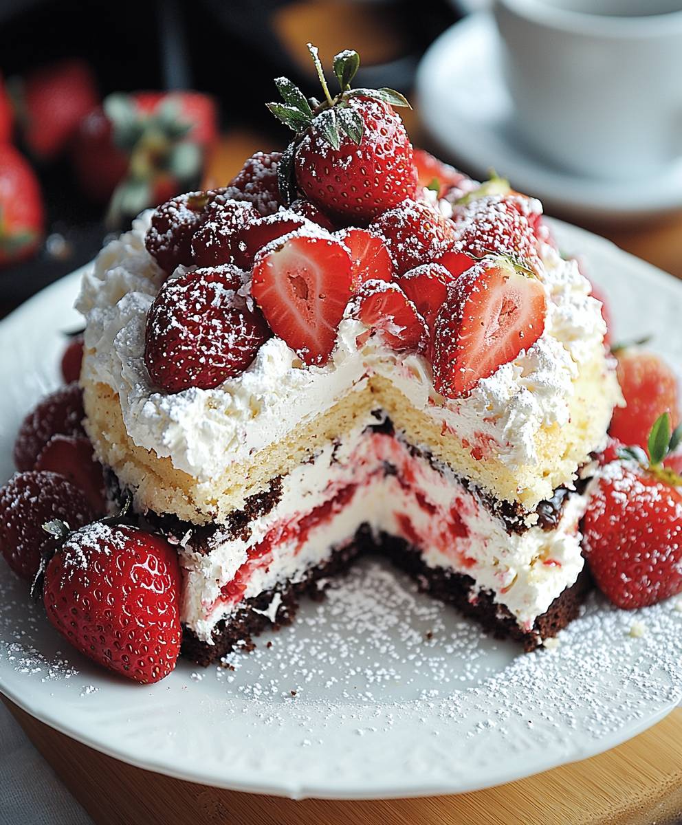 Stracciatella Torte Erdbeeren backen