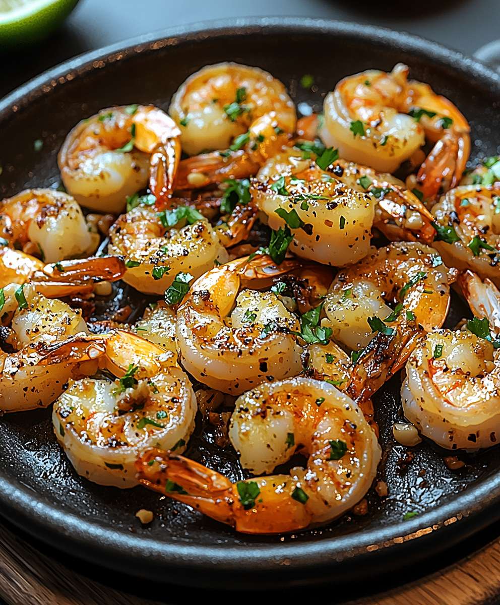 Gebratene Knoblauch Garnelen Pfanne
