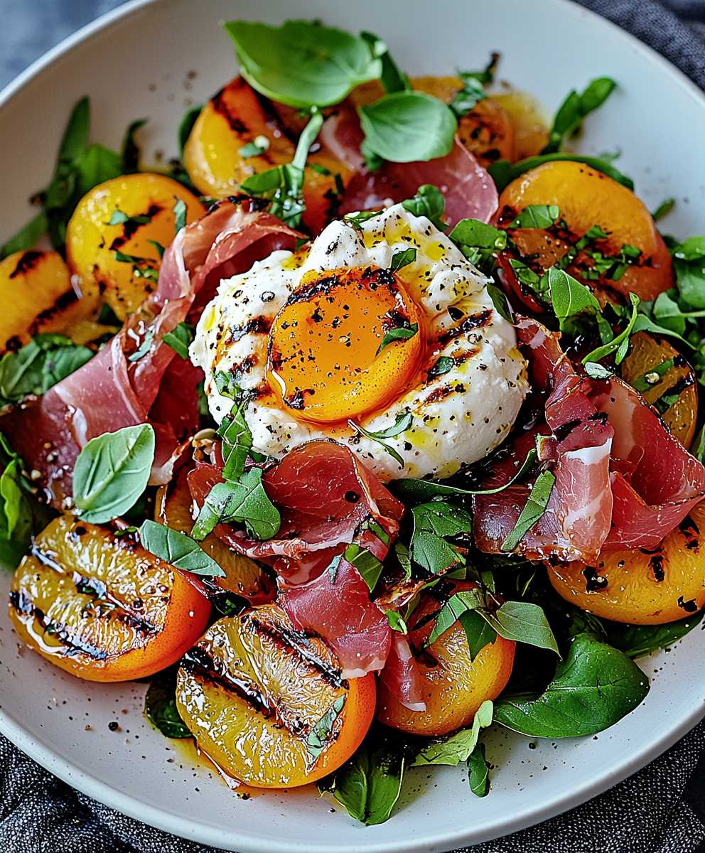 Gegrillte Nektarinen Burrata Salat