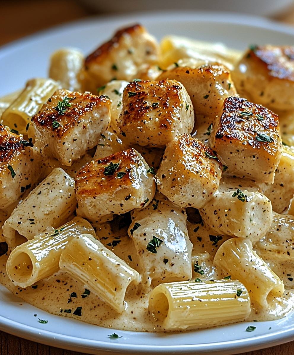 Knoblauchbutter Huhn mit Rigatoni