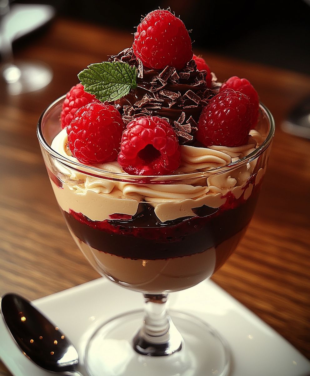 Schokoladenkuss Dessert Himbeeren