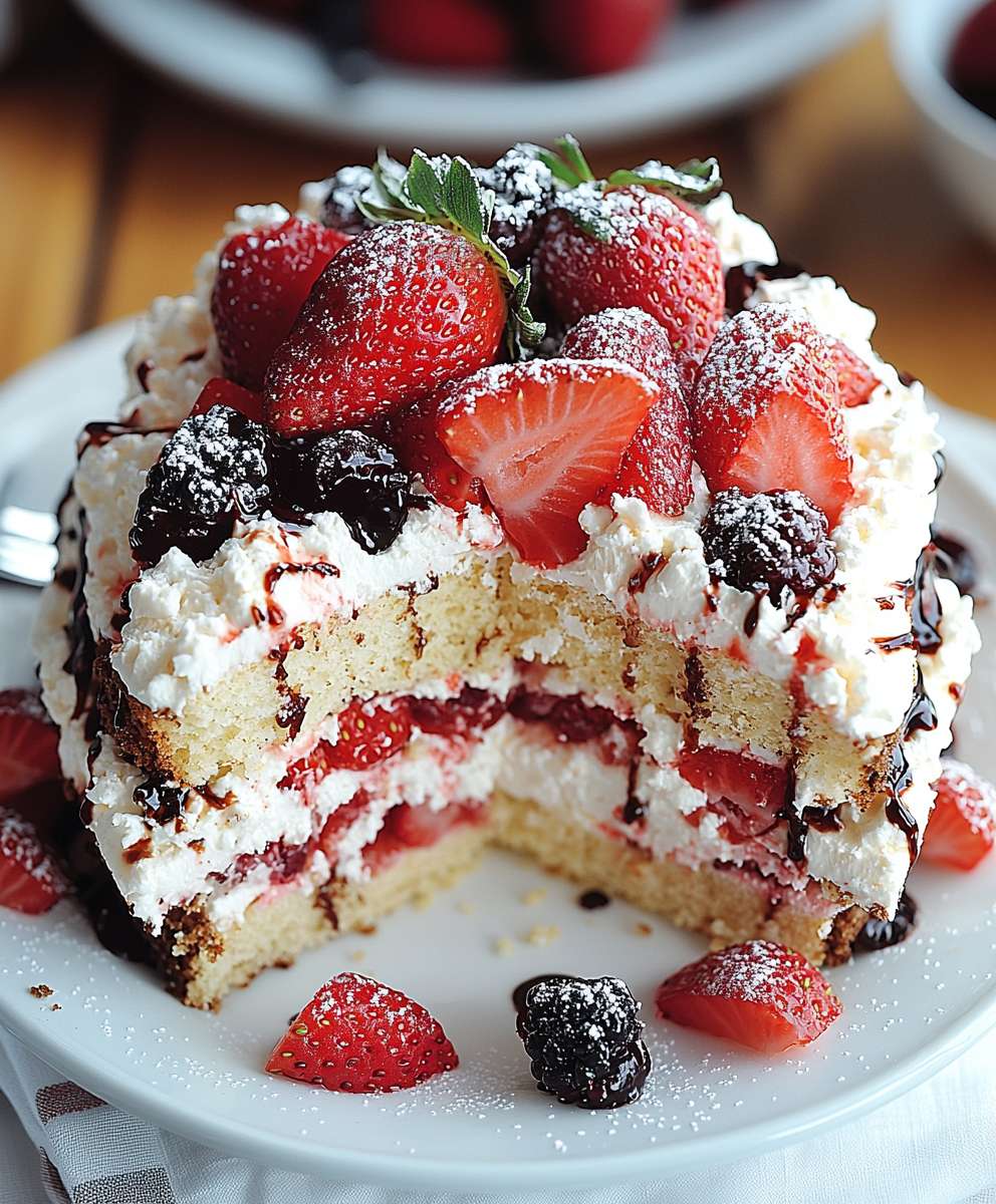 Stracciatella Torte Erdbeeren backen