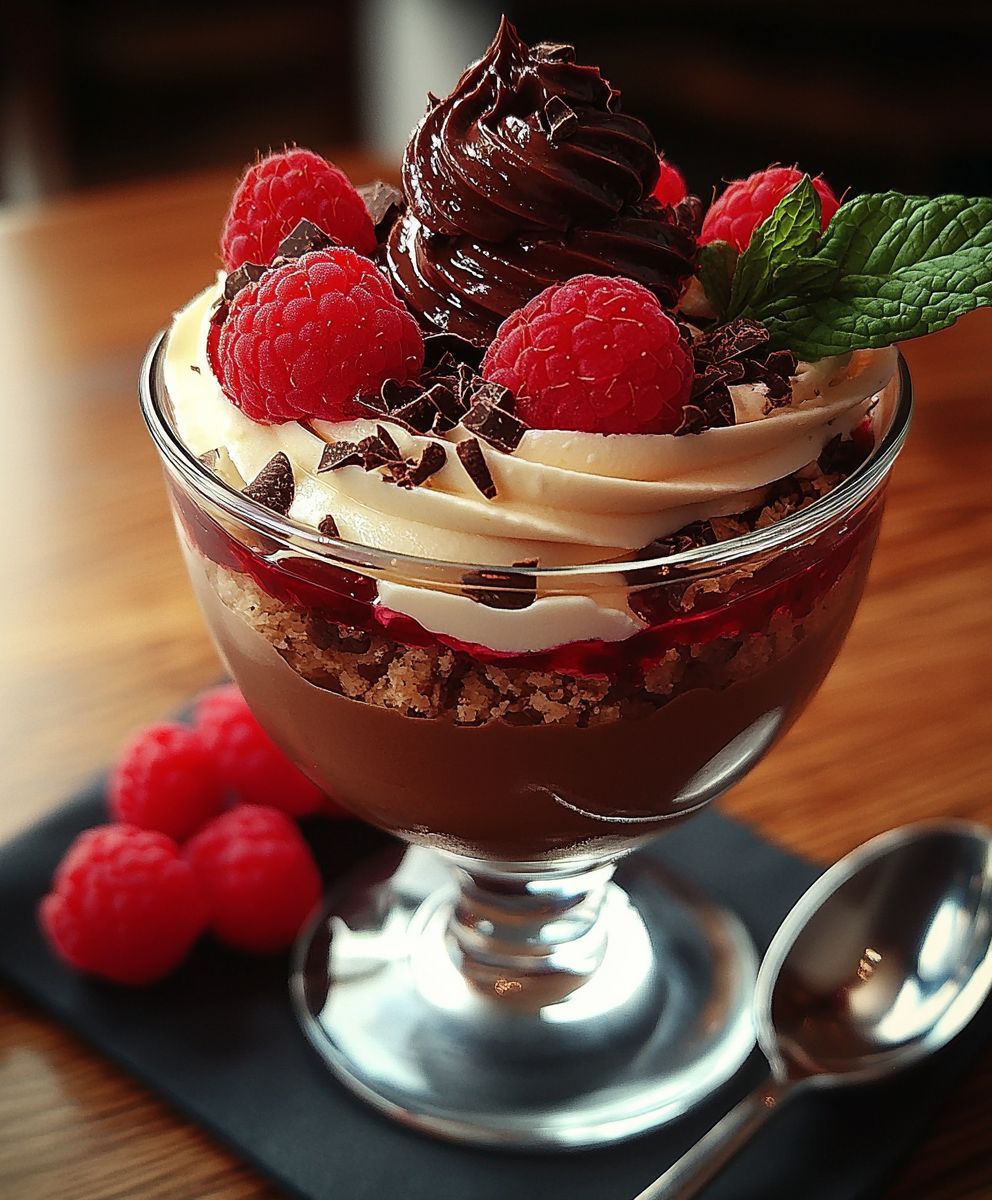 Schokoladenkuss Dessert Himbeeren