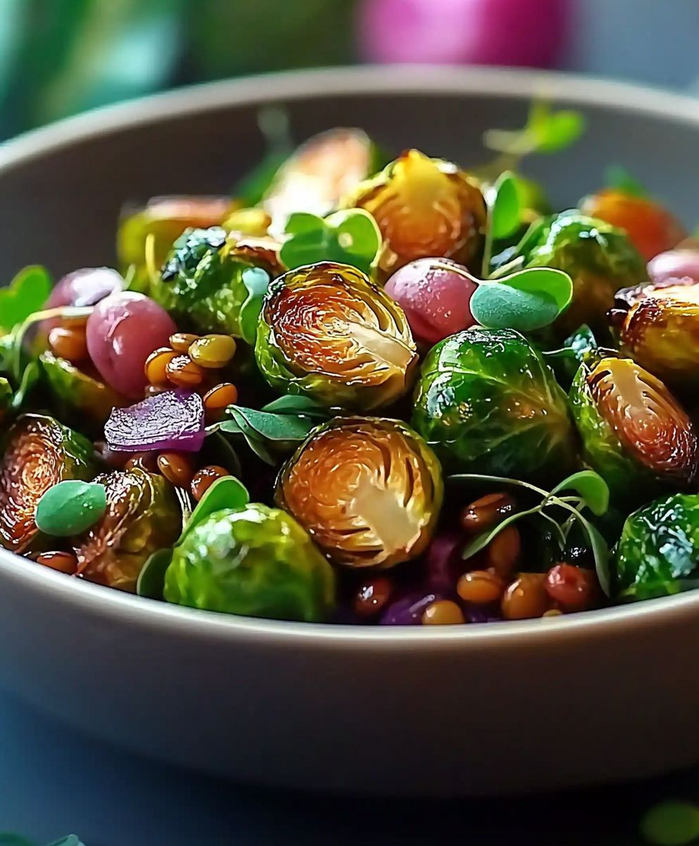 Gerösteter Rosenkohl Linsensalat