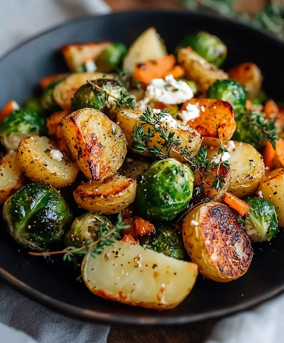 Blech Kartoffeln Rosenkohl Feta
