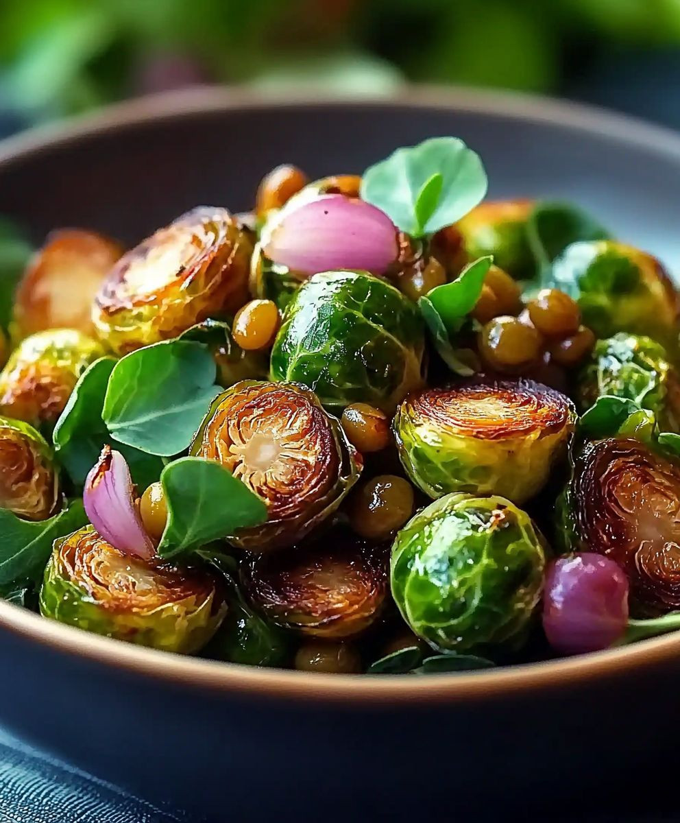 Gerösteter Rosenkohl Linsensalat