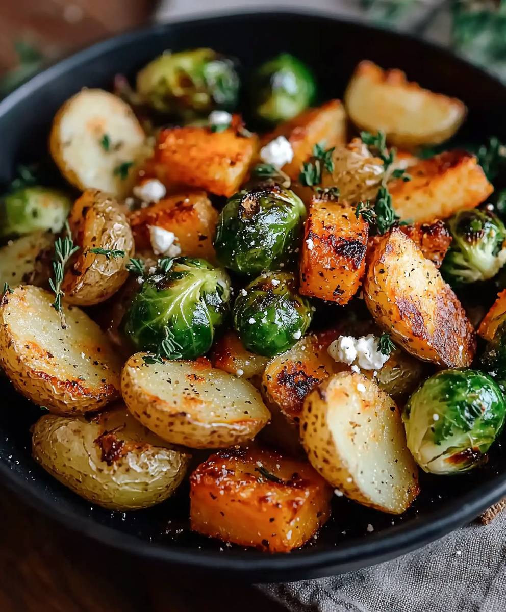 Blech Kartoffeln Rosenkohl Feta
